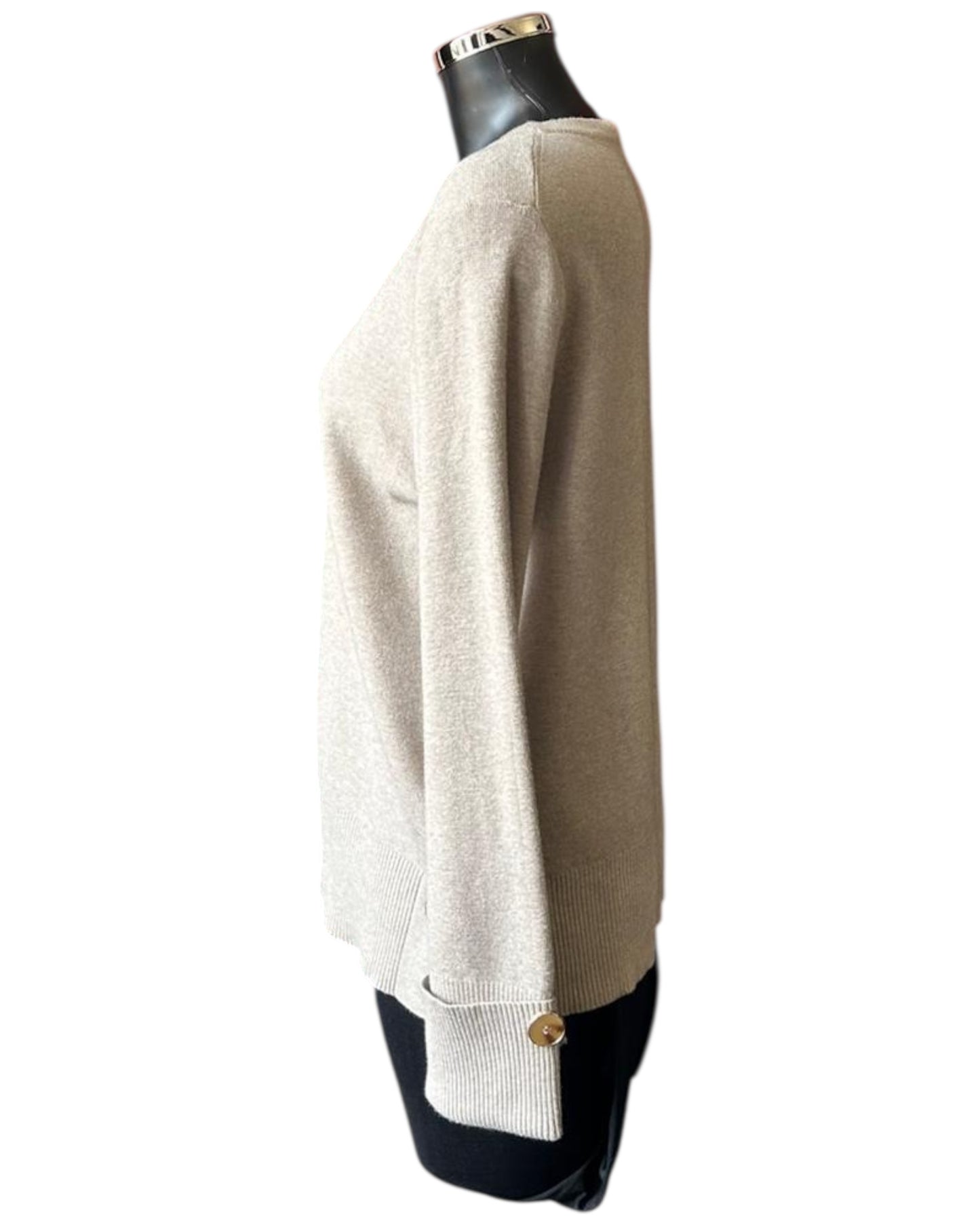 Michelle button side and sleeve jumper - Beige