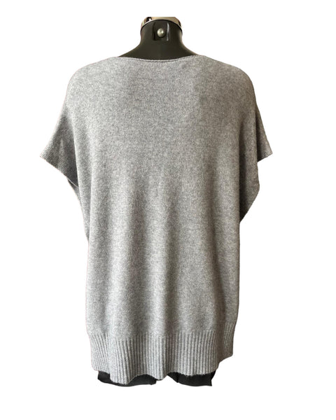 Betty v neck knitted grey poncho jumper