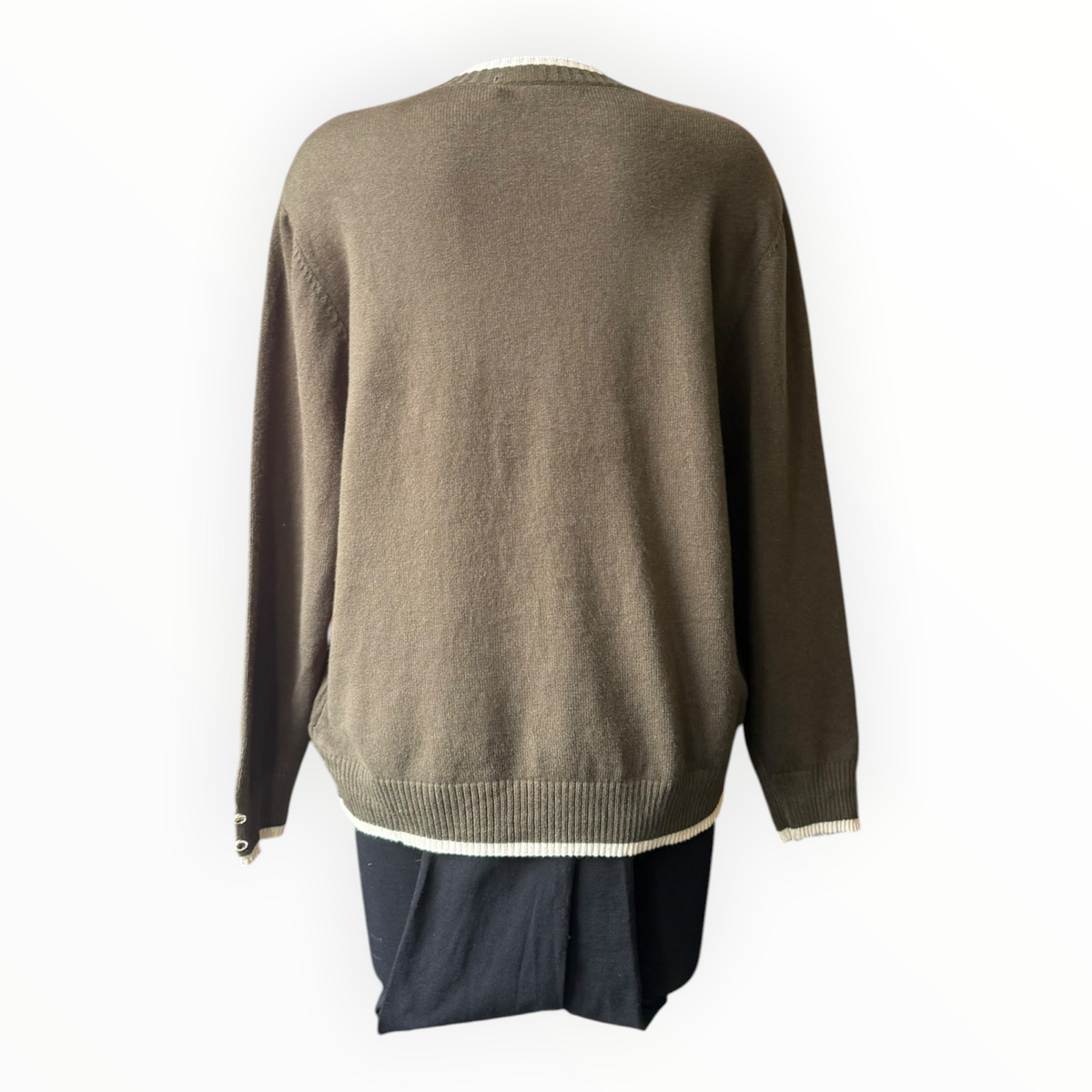 Morag round neck contrast trim jumper - Khaki
