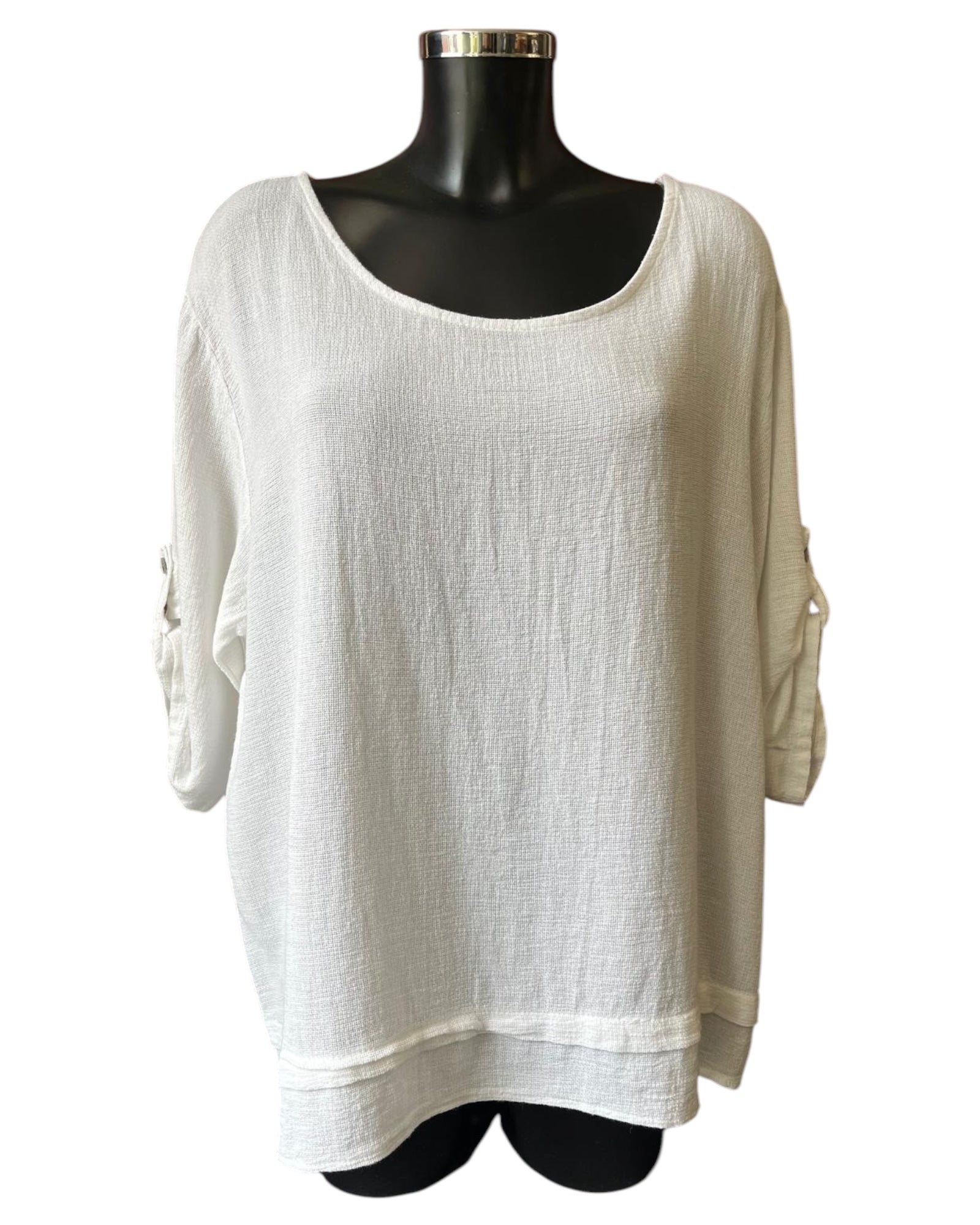 Casey range half sleeve tunic top - White