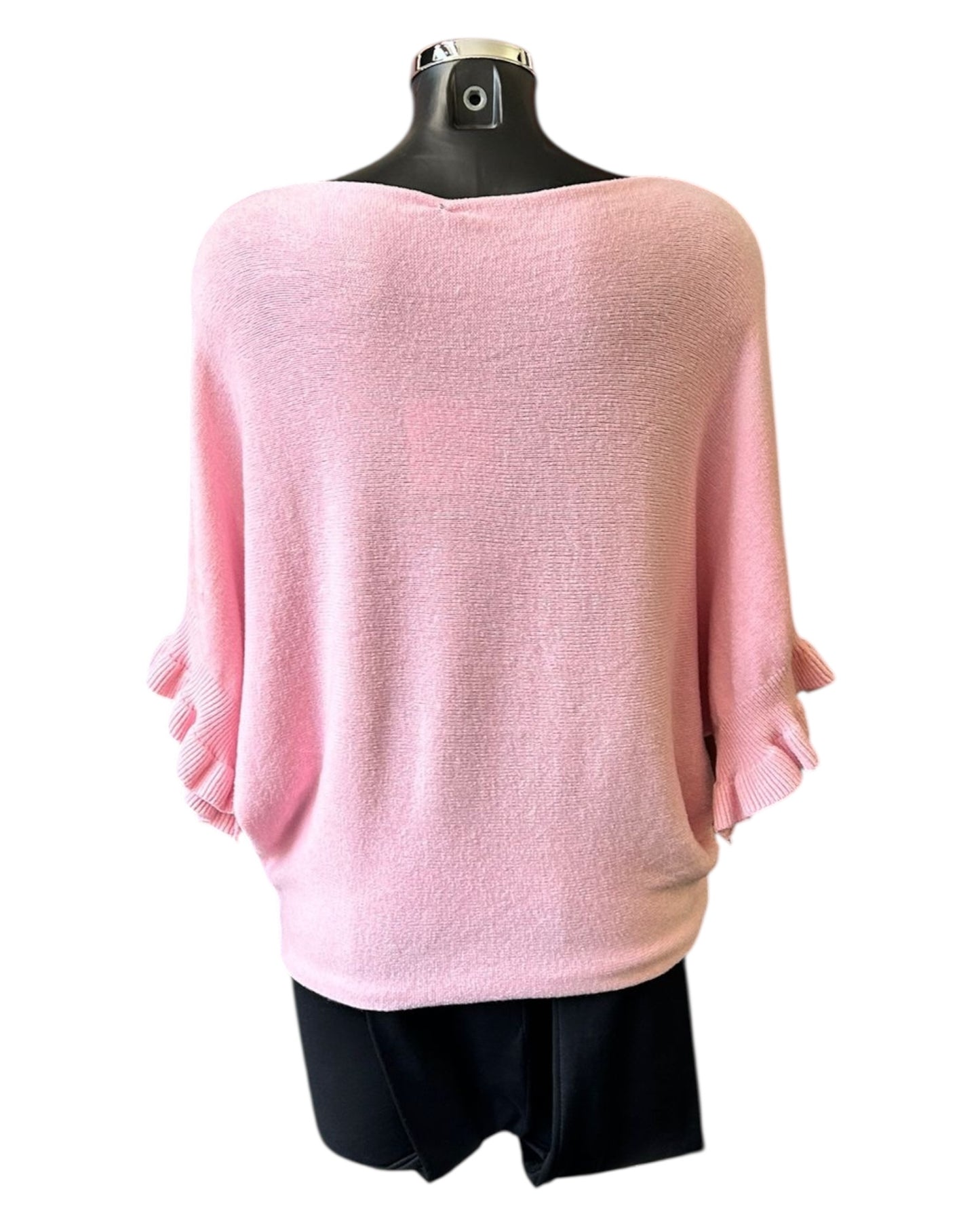 Aimee frill sleeve batwing jumper - Pink