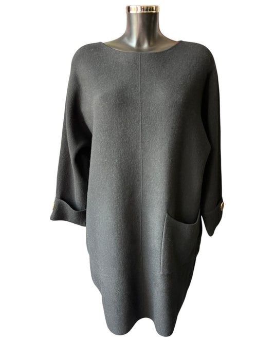 Leah premium knit tunic dress - Black