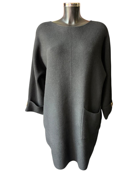 Leah premium knit tunic dress - Black