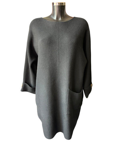 Leah premium knit tunic dress - Black