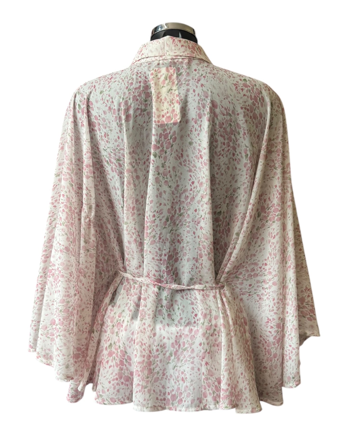 Larissa tie waist floral poncho top - Pink mix