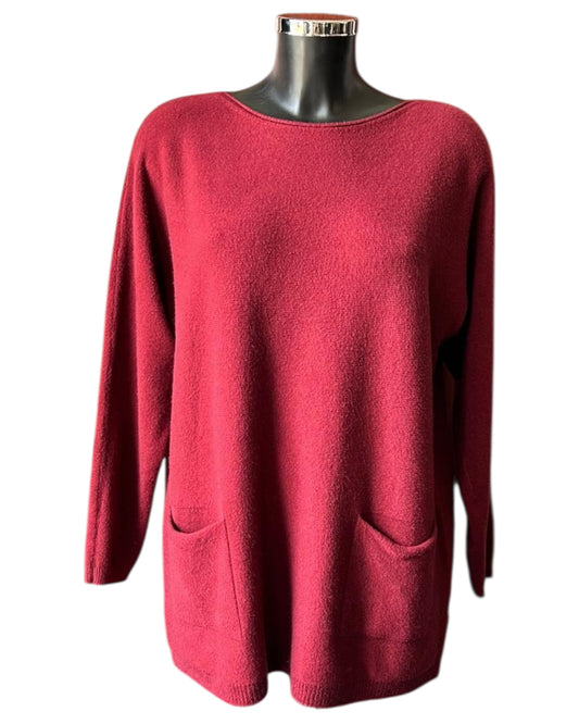 Belinda bow back pocket jumper - Bordeaux