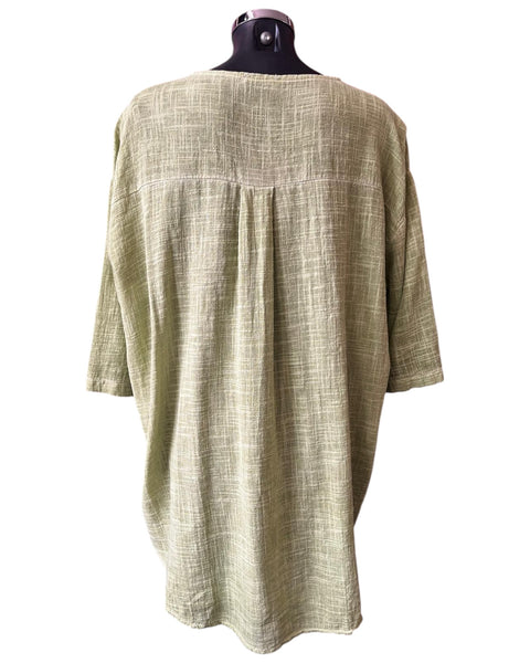 Ivy button detail tunic top - Lime
