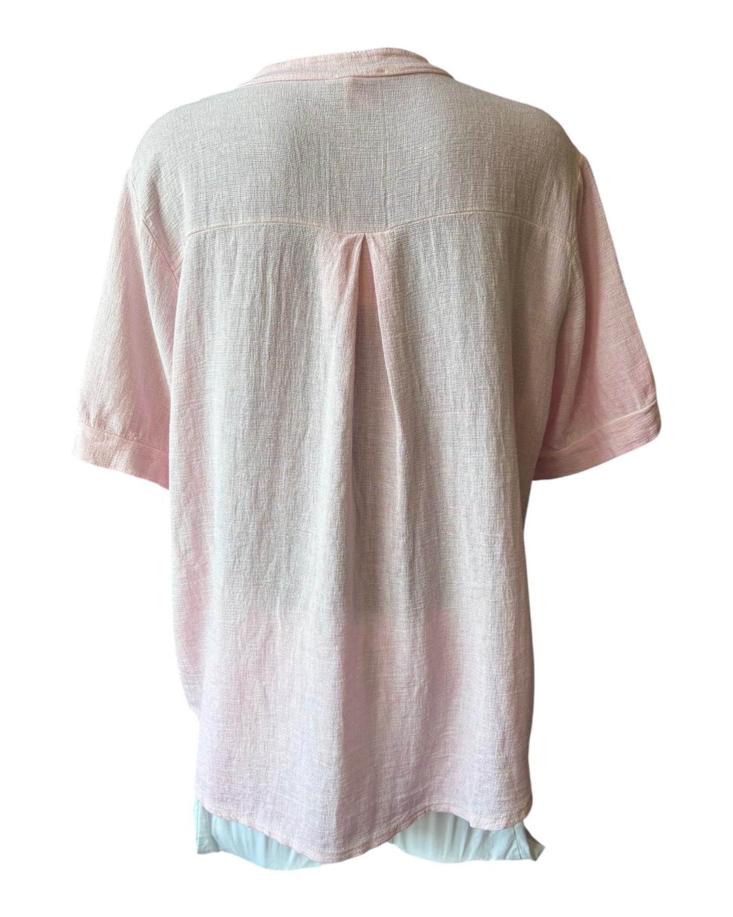 Casey range grandad neck button through top - Pink