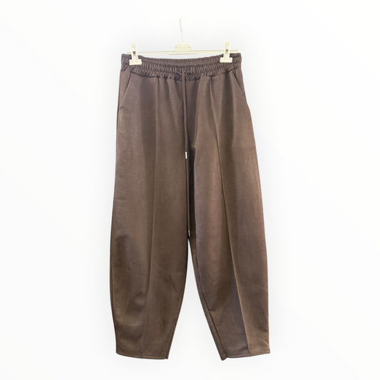 Fifi barrel leg faux suede trousers - Chocolate