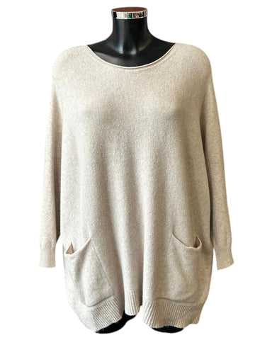 Eva swing 2 pocket soft knit jumper - cream