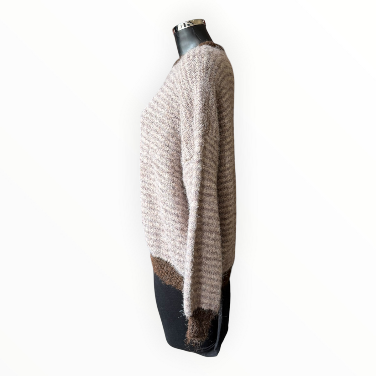 Lorna striped soft knit jumper - Taupe mix