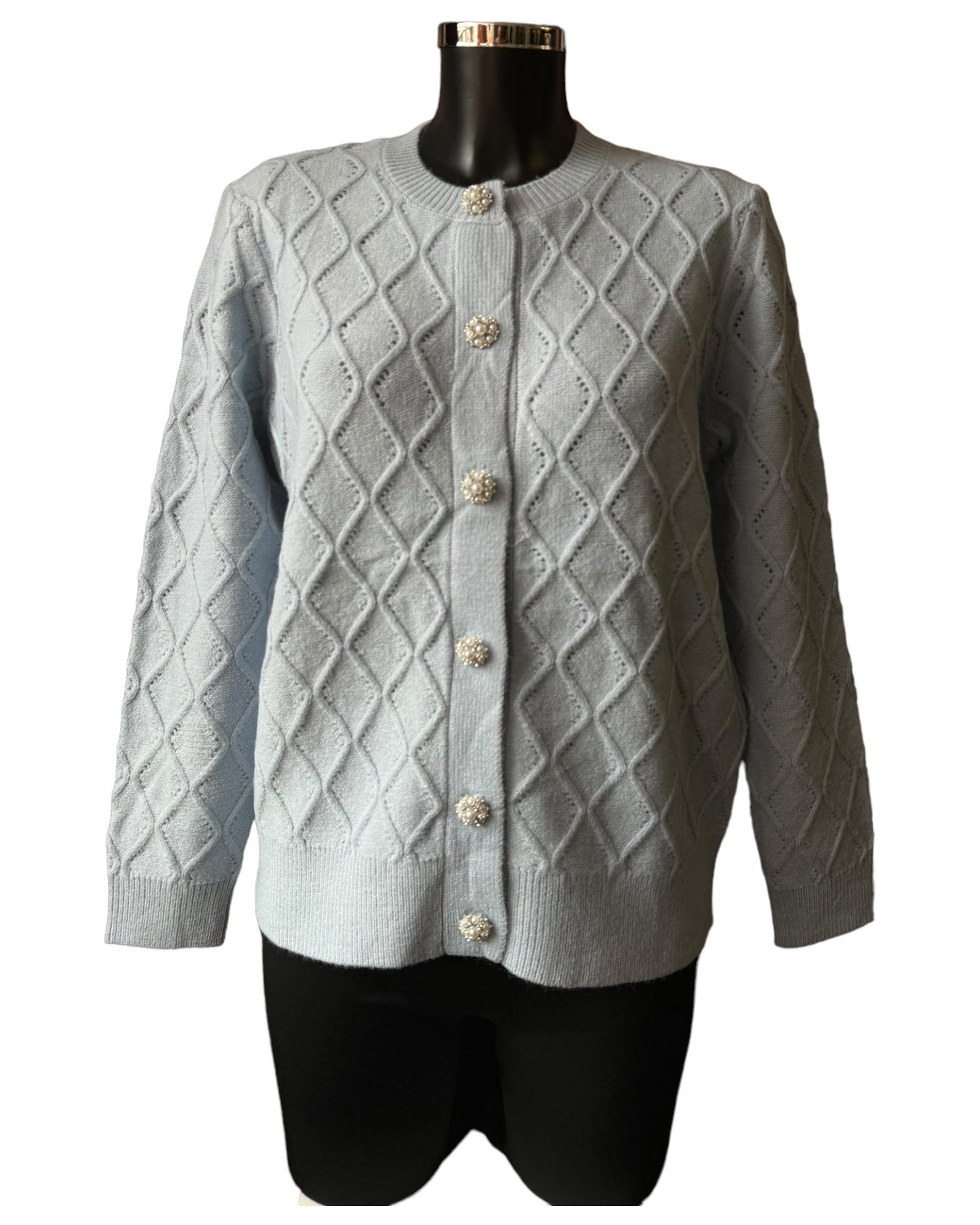 Esme diamanté pearl soft touch cardigan - Baby blue