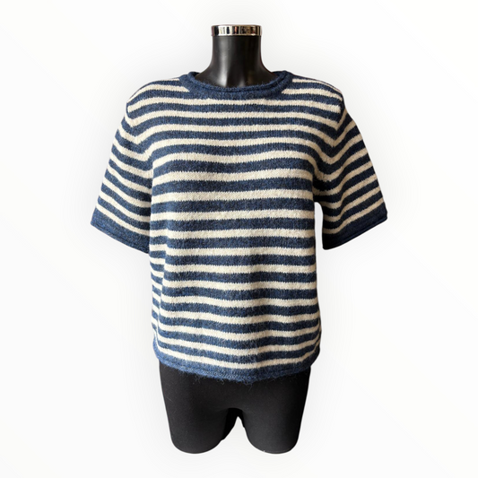Kylie striped soft knit jumper  - Navy
