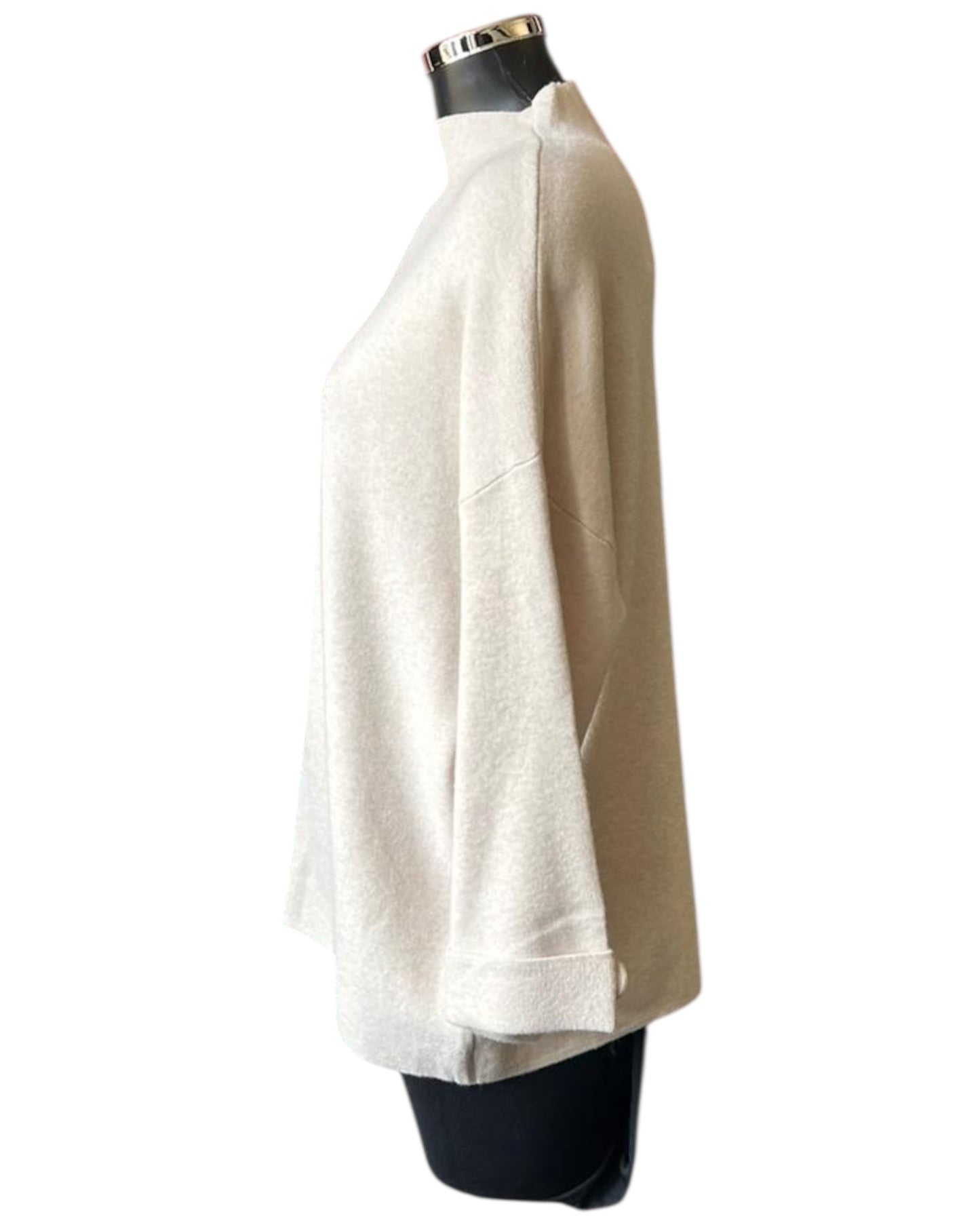 Ruby split front high neck jumper - Beige