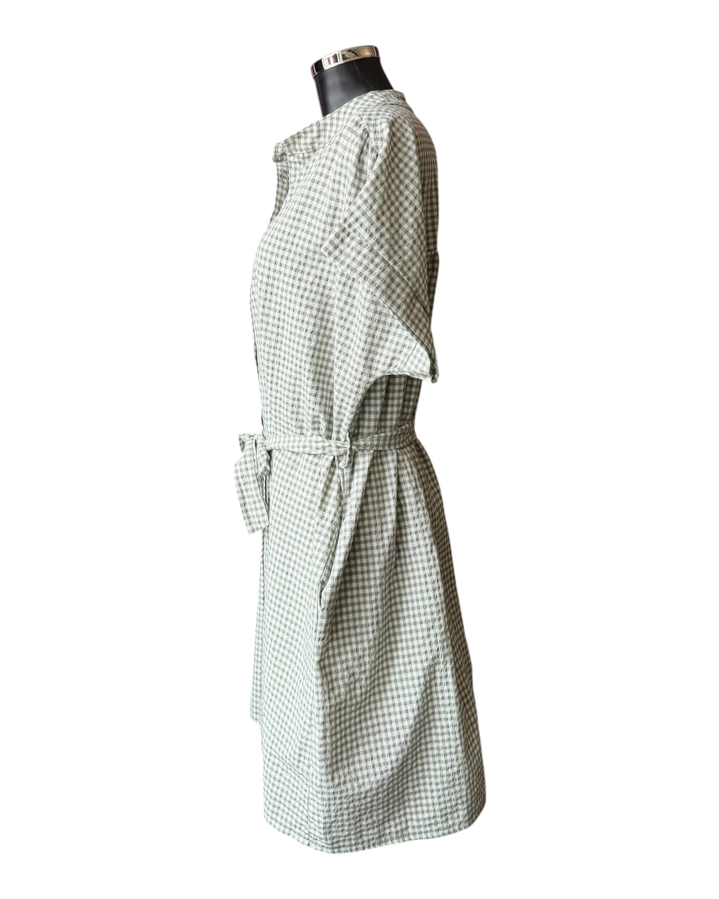 Gia gingham check short shirt dress - khaki