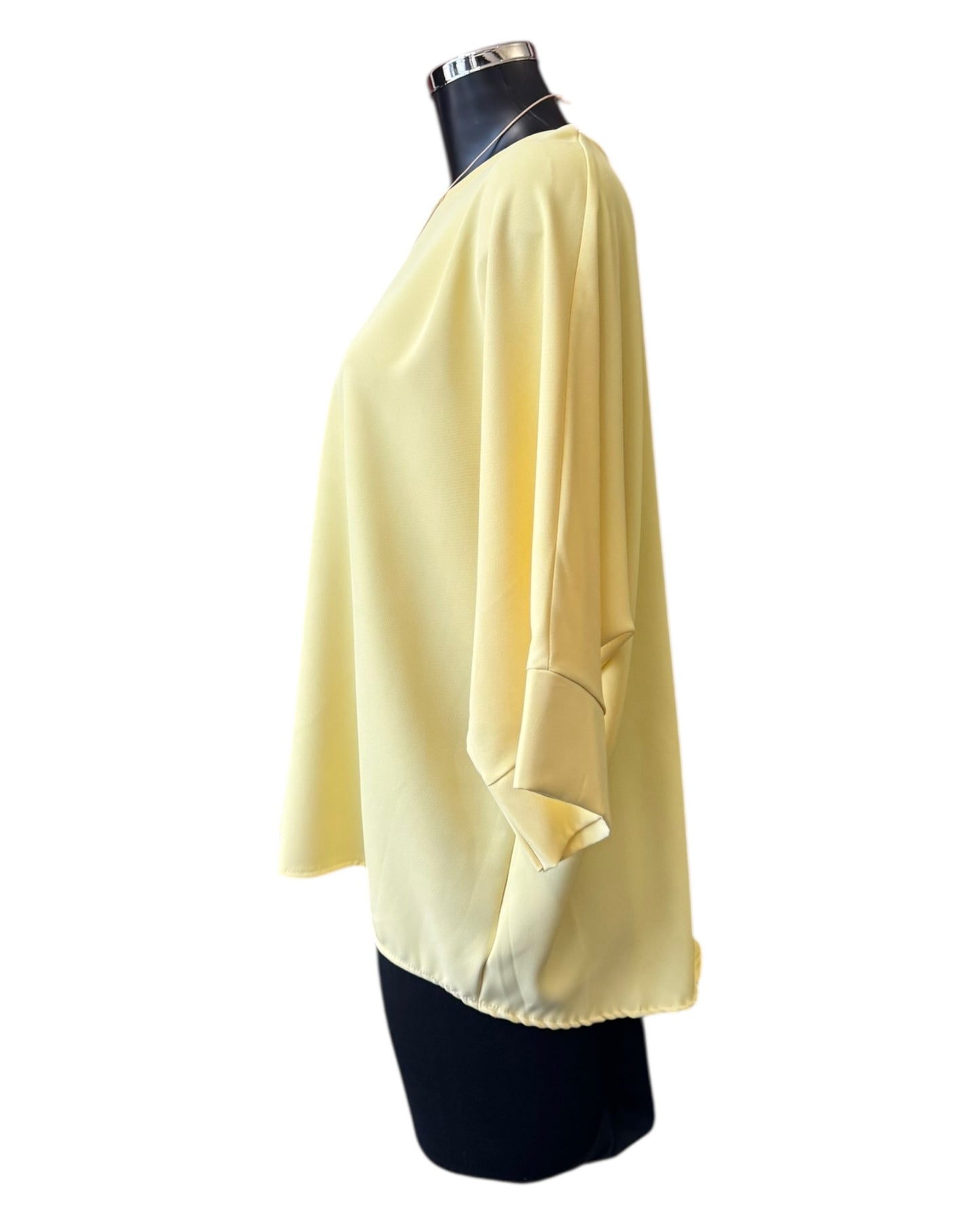 Julia batwing plain top & necklace - Lemon