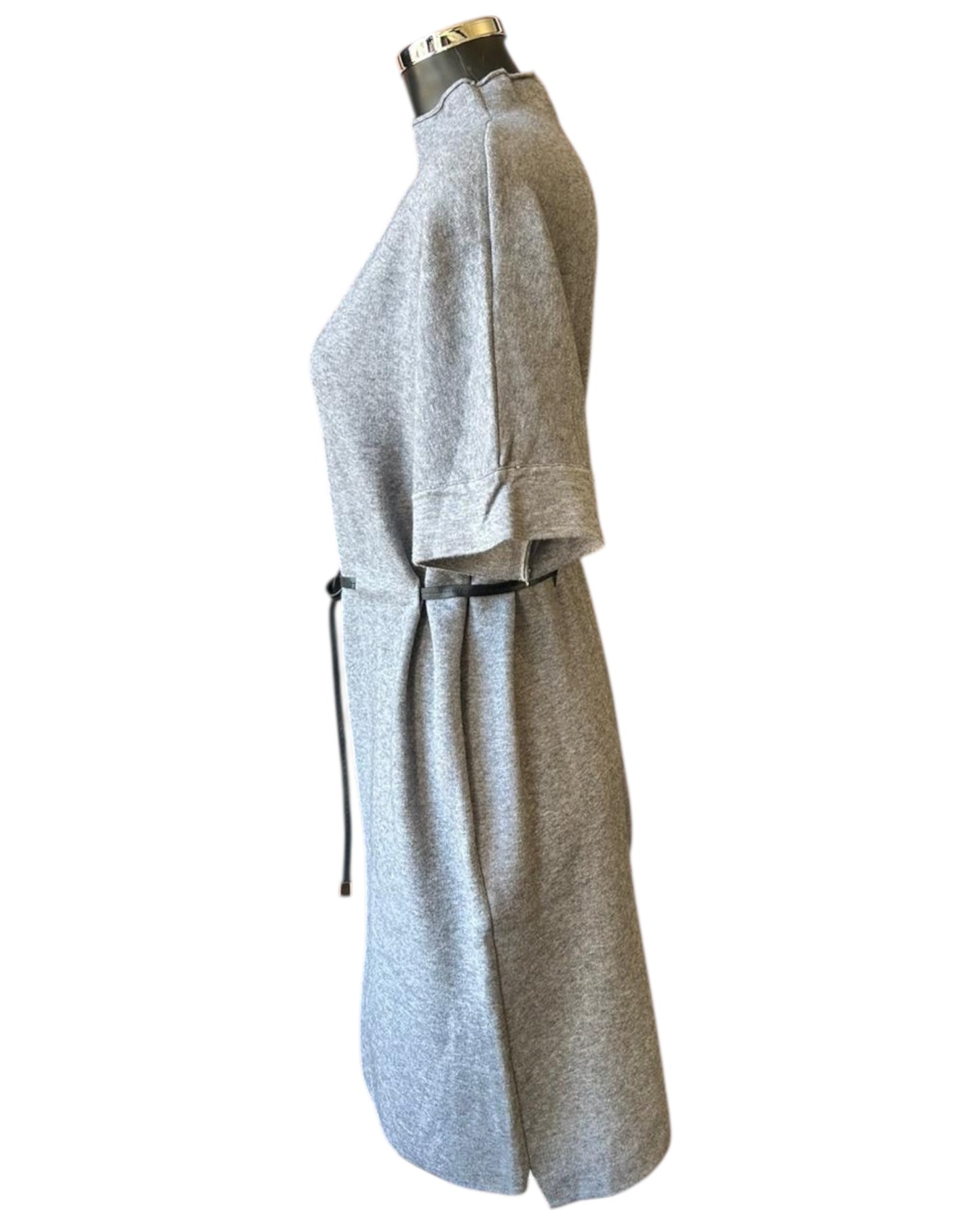 Thea knitted short belted dress - Grey