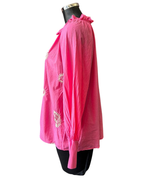 Chrissie paisley embroidered top - Cerise