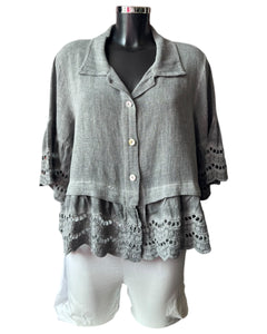 Casey range anglaise trim shirt - Grey