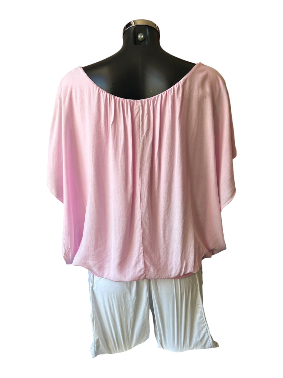Zara elasticated hem floaty sleeve top - Pink