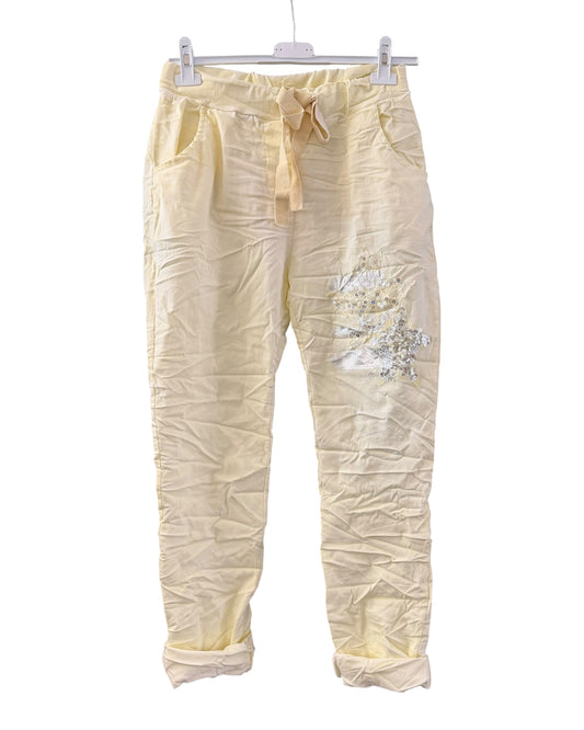 Shona crinkle star magic trousers - Lemon