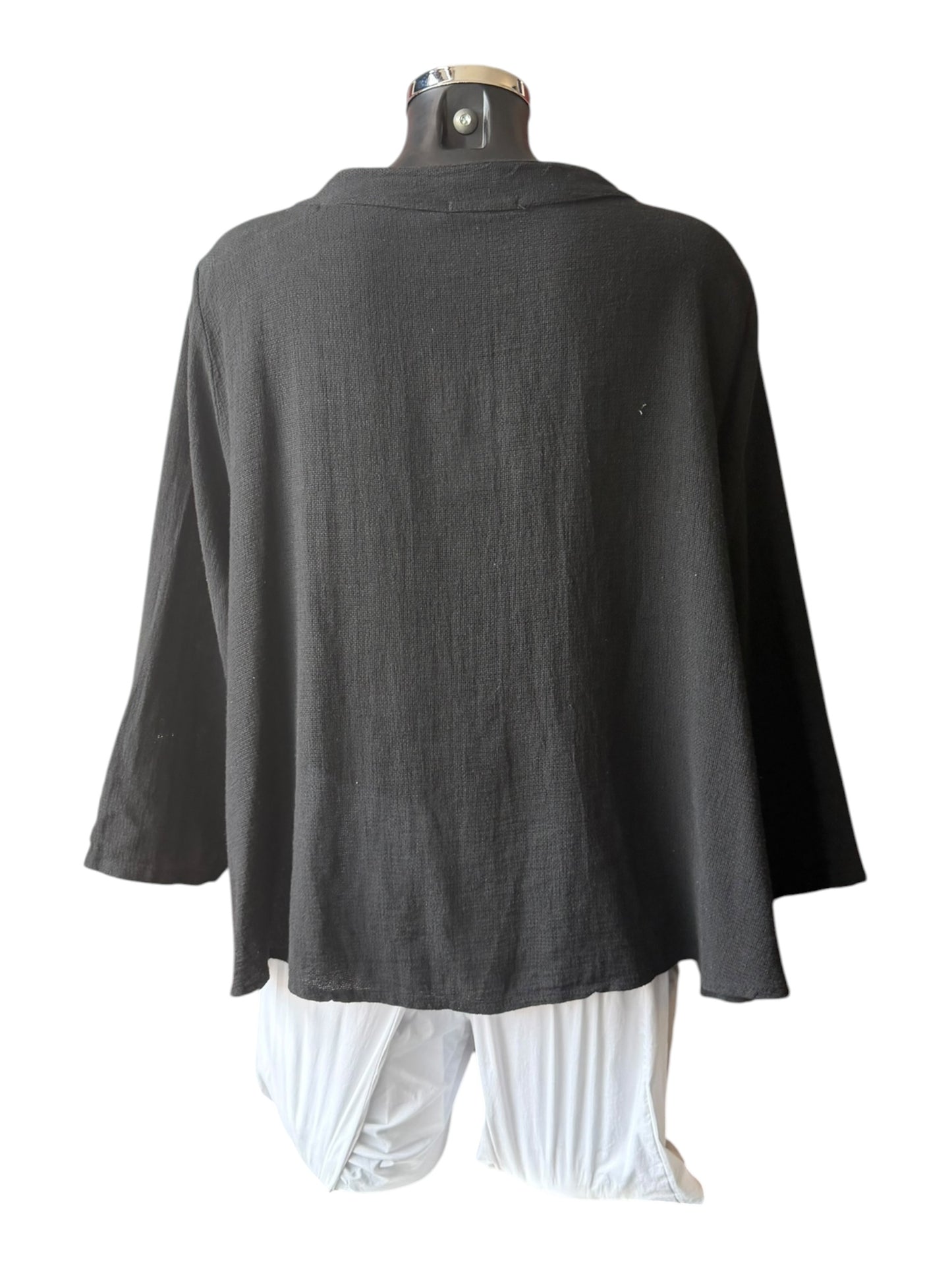 Casey range ruffle front top - Black