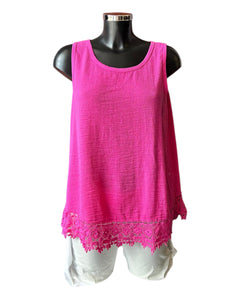 Tara crochet trim vest top - Cerise