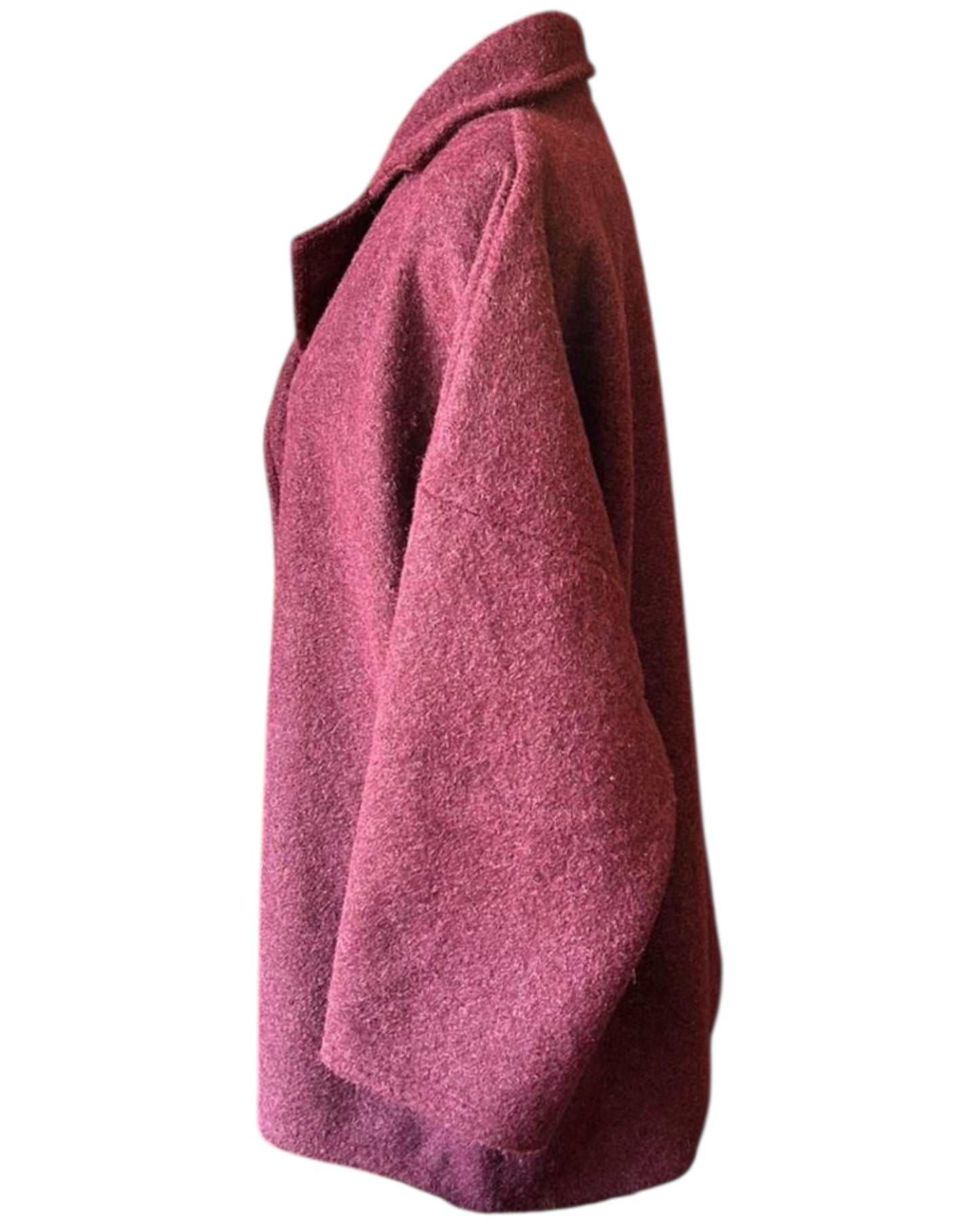 Margot oversized gold button coat - Bordeaux