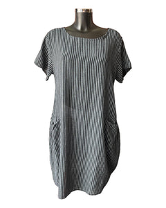Farah striped range short dress - Black