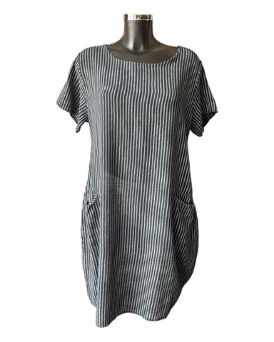 Farah striped range short dress - Black