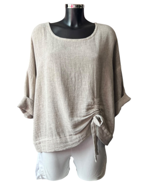 Casey range ruched side top - Mocha