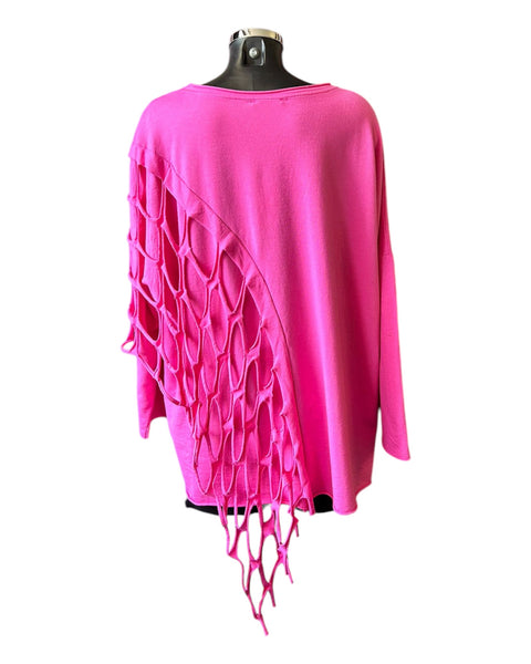 Maya cutwork side detail sweatshirt top - Cerise