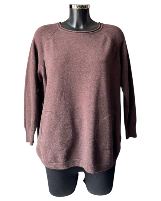 Callie button side soft knitted jumper - Chocolate