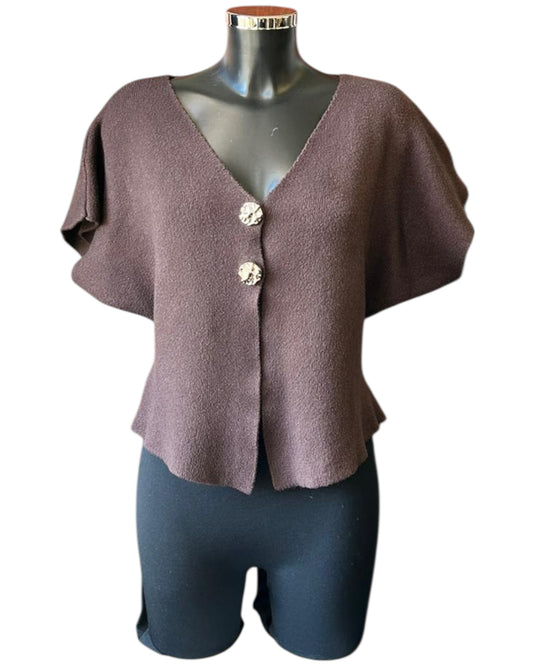 Lisa short sleeve cardigan - Chocolate