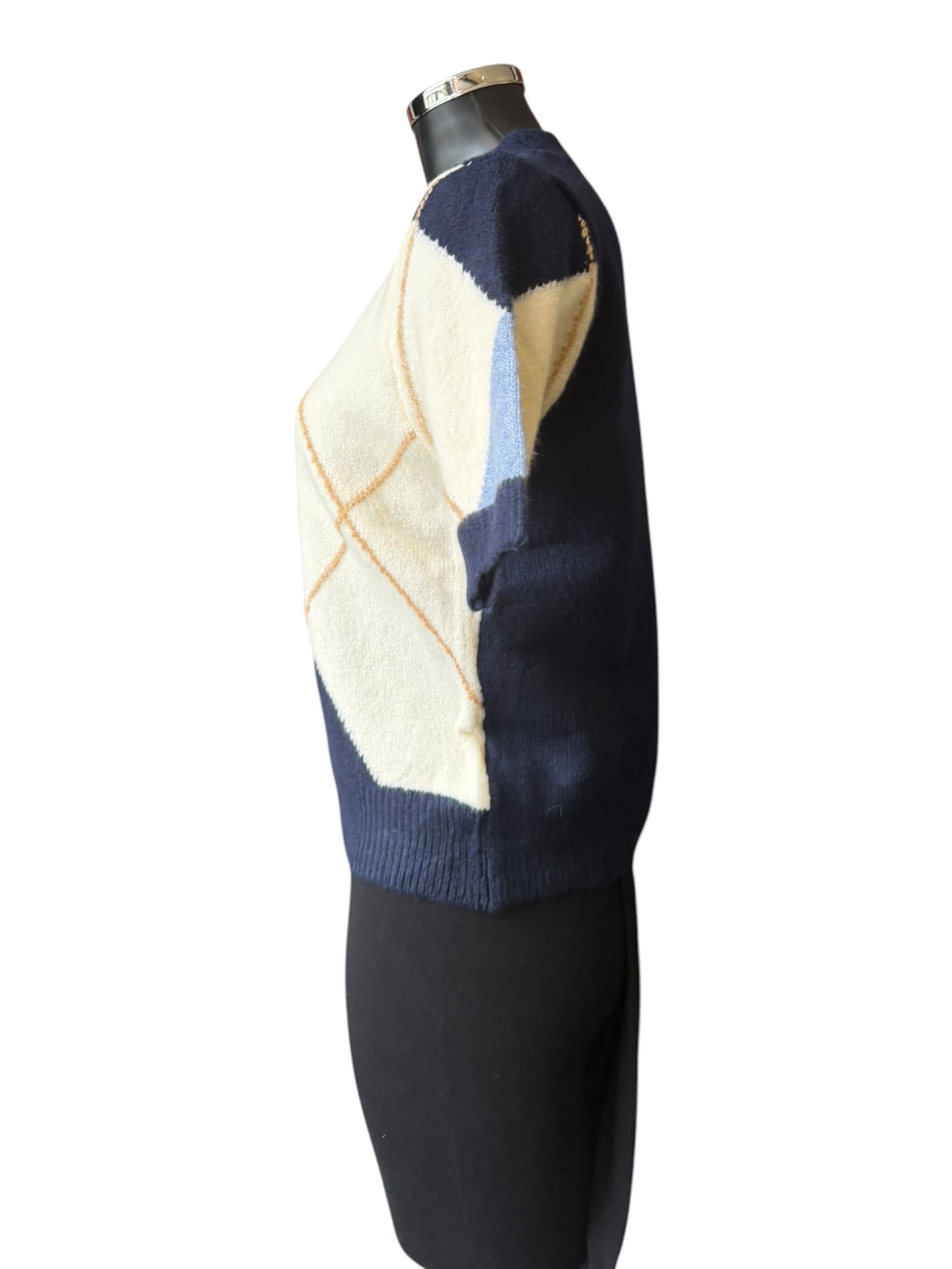 Willow argyle short sleeve jumper - Blue mix
