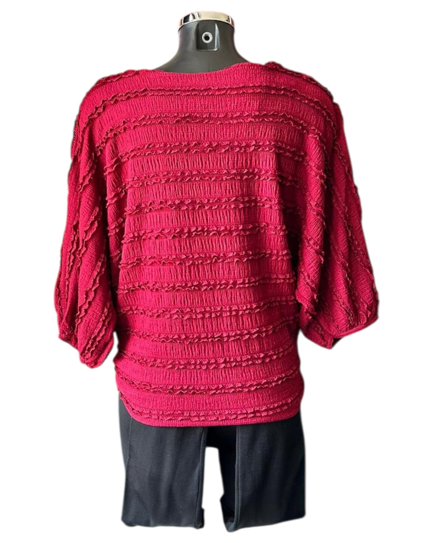 Polly tie front ruffle top - Bordeaux