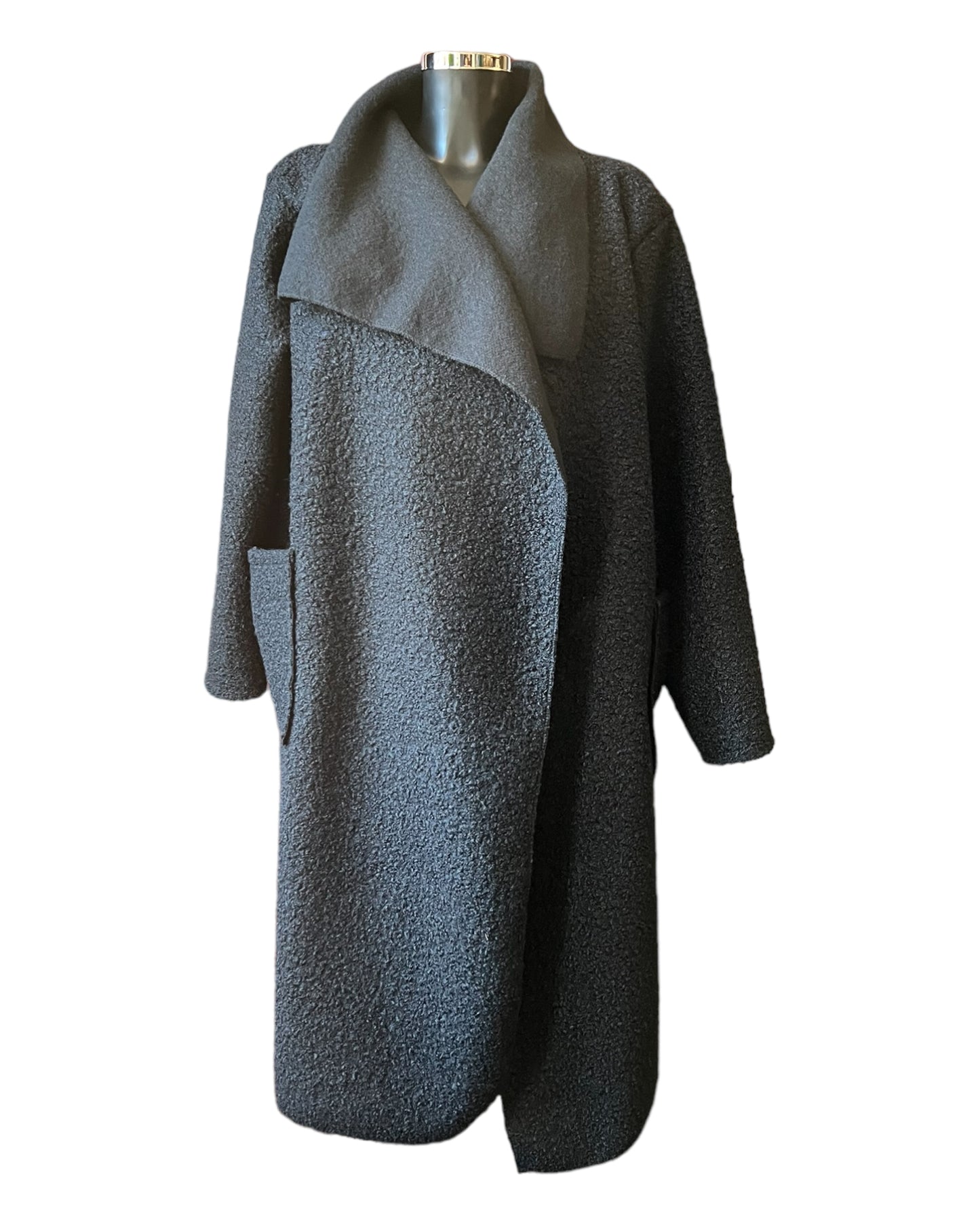 Delilah boucle waterfall coatigan - Black