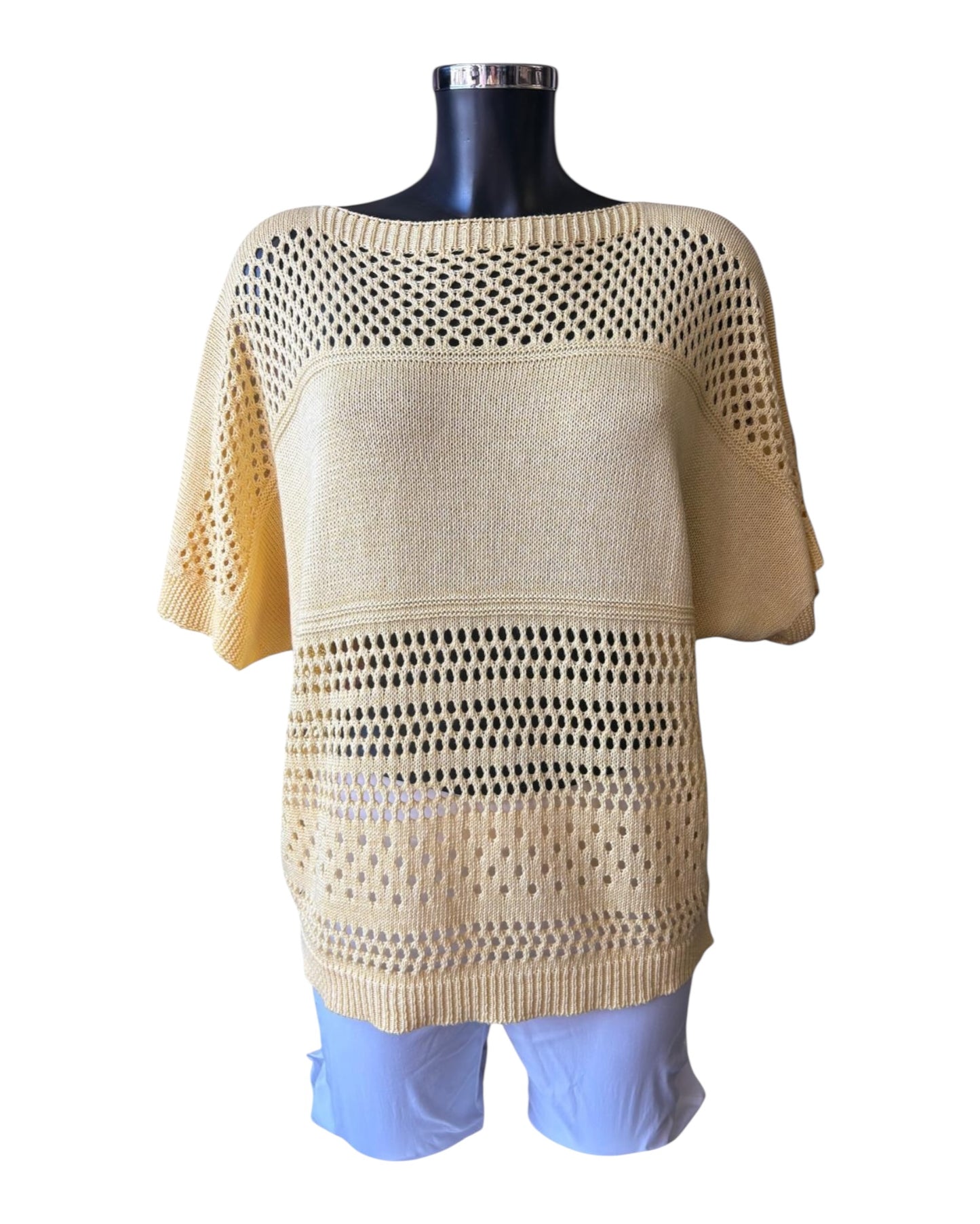 Shelby open knit panelled jumper - Lemon
