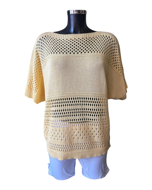 Shelby open knit panelled jumper - Lemon