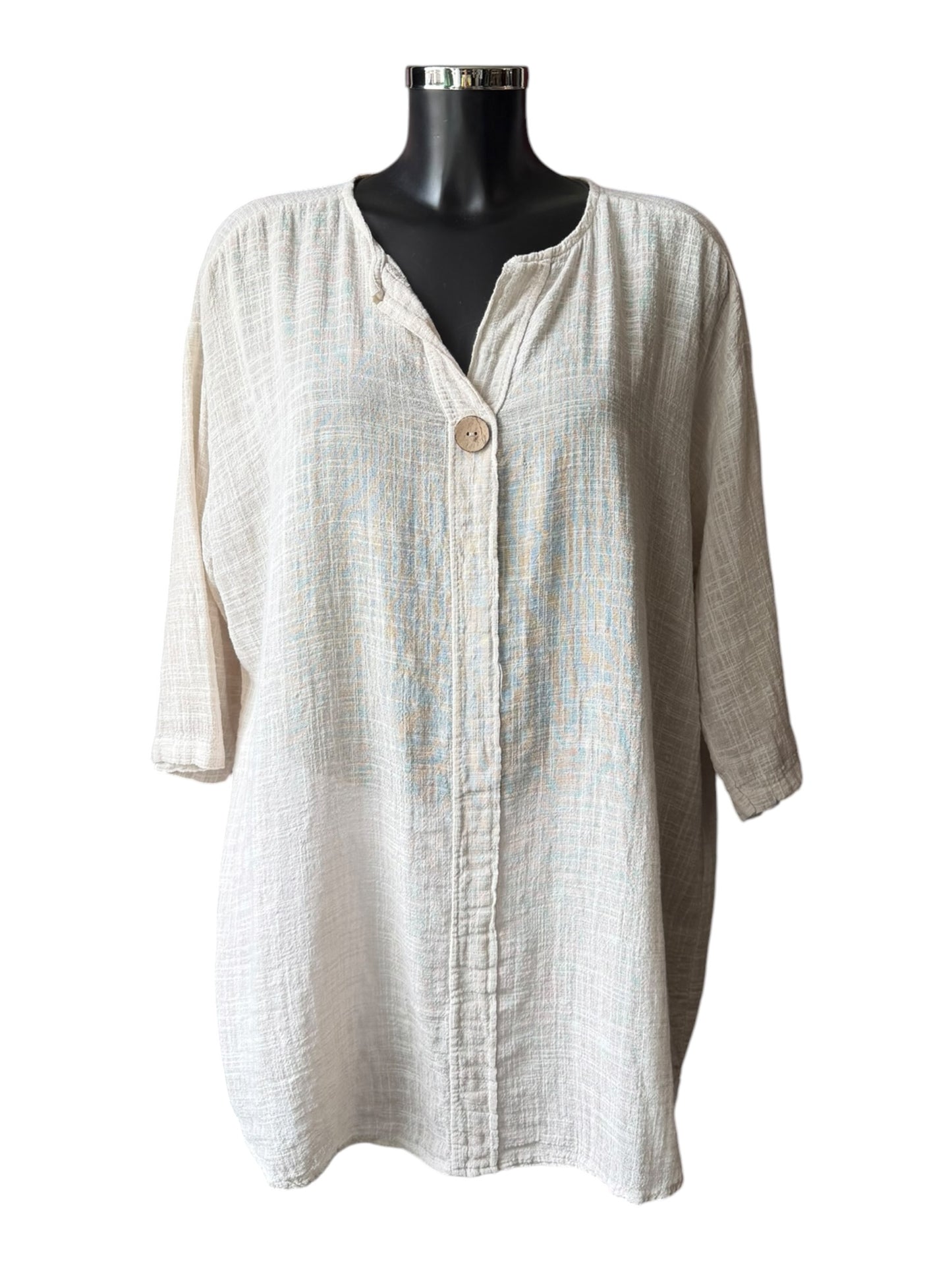Ivy button detail tunic top - Beige