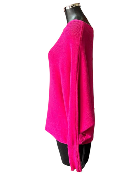 Cassie pearl back batwing jumper - Fuschia