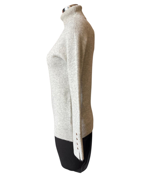 Gia soft knit button cuff polo neck - Grey