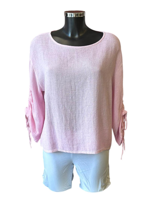 Casey range ruched sleeve top - Pink
