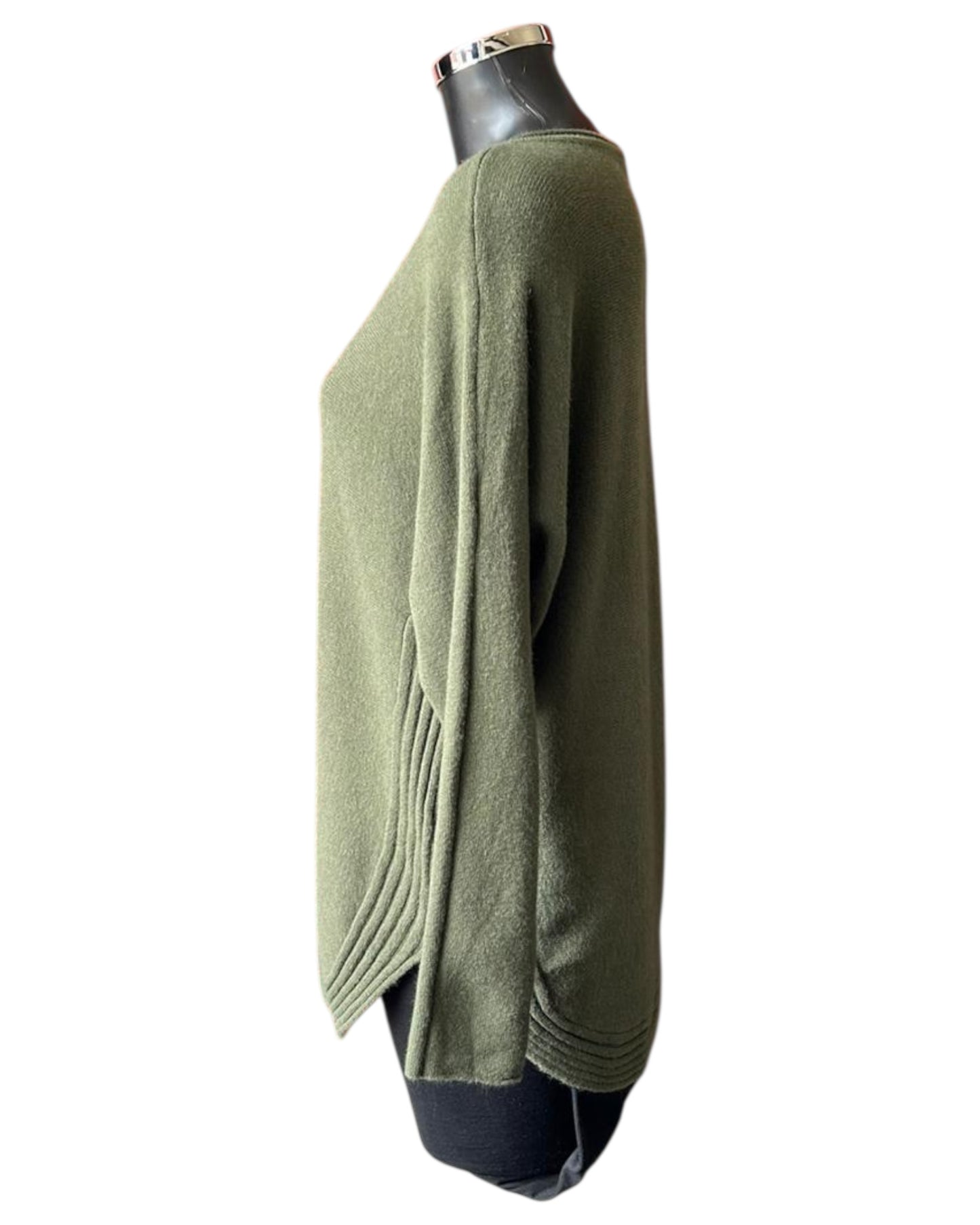 Camilla curved hem soft knitted jumper - Khaki