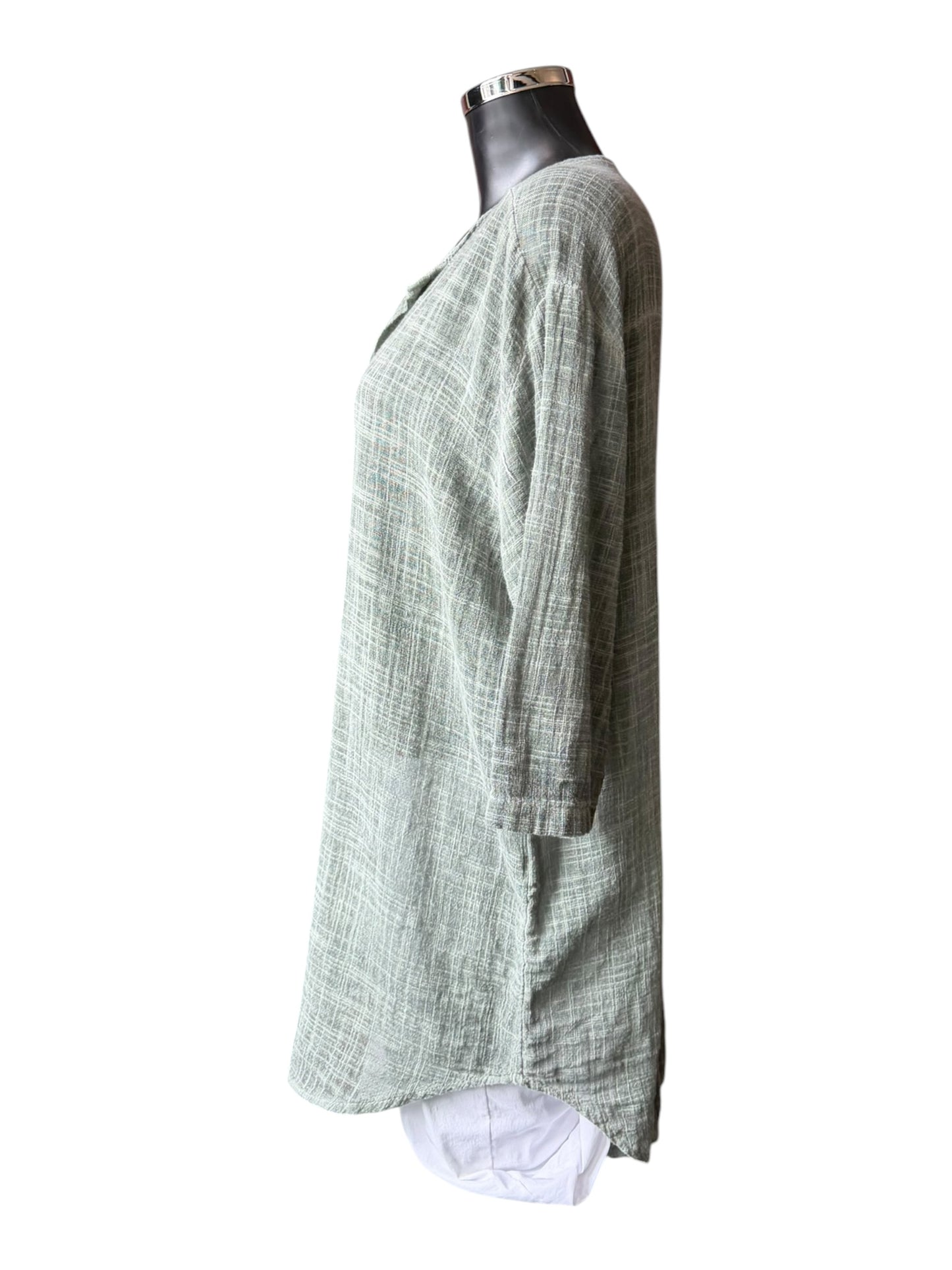 Ivy button detail tunic top - Khaki