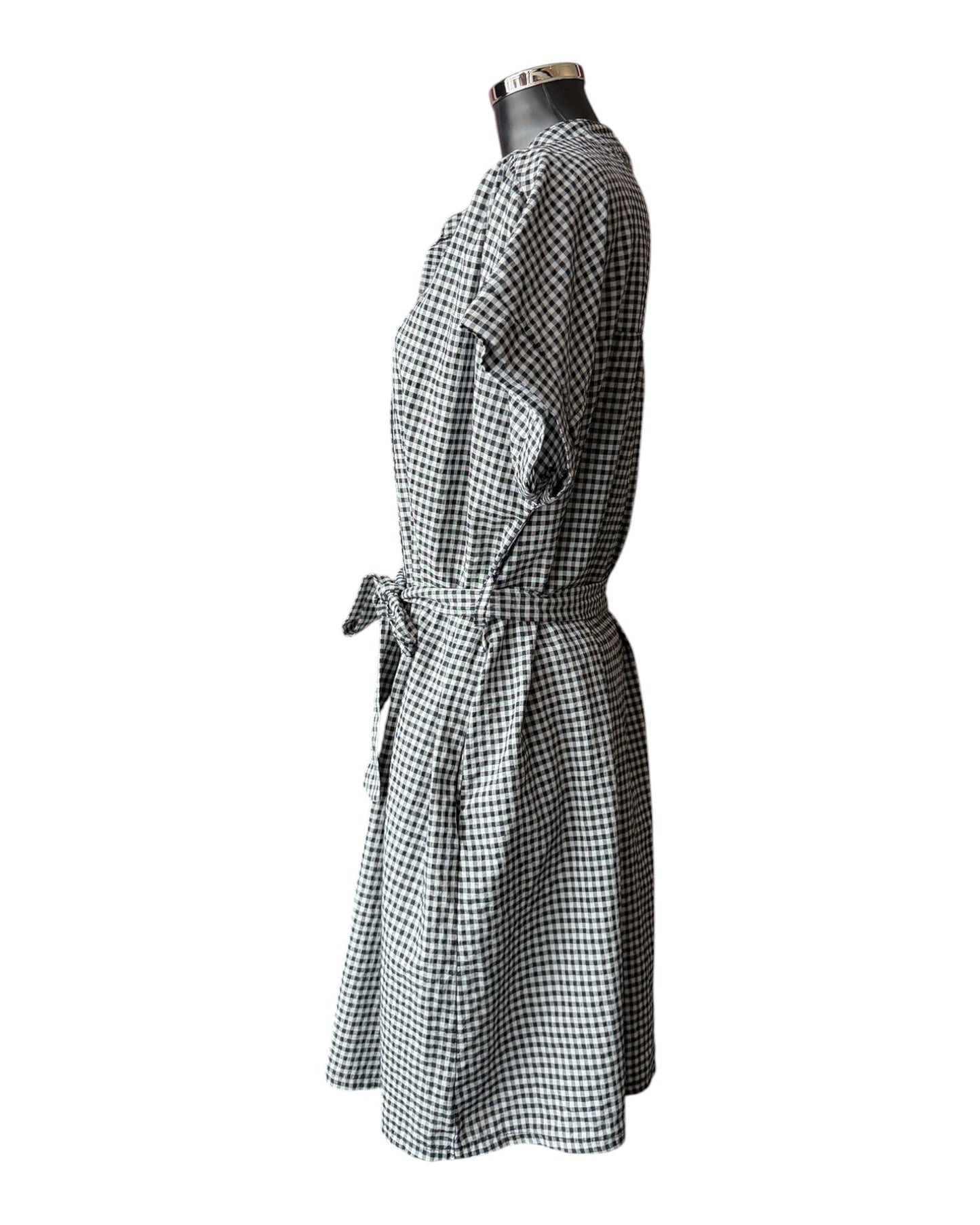 Gia gingham check short shirt dress - Black