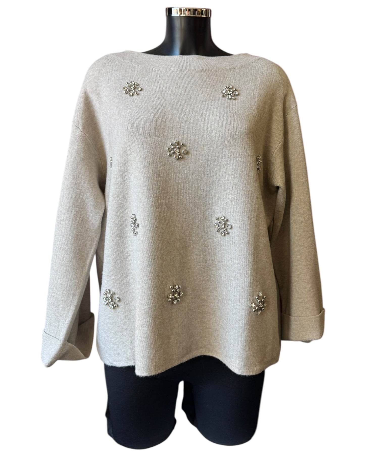 Erin embellished flower jumper - Taupe