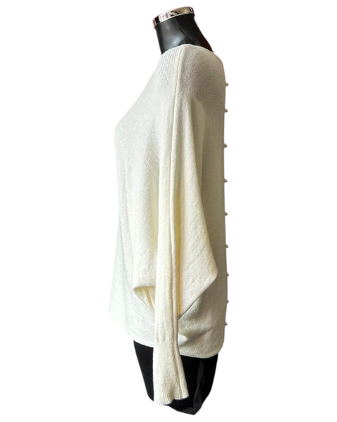 Cassie pearl back batwing jumper - Cream
