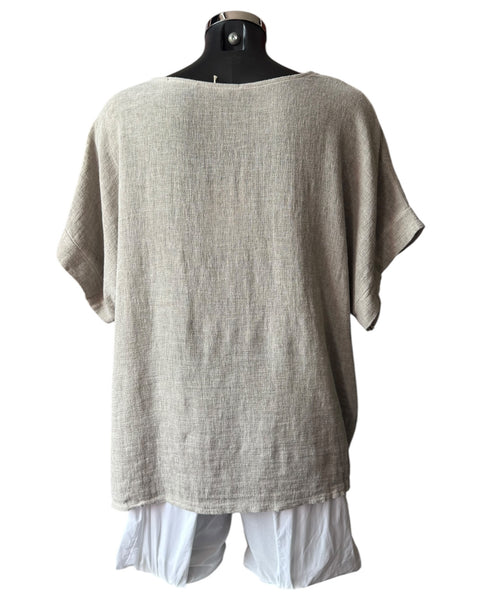 Casey range sequin v neck top - mocha