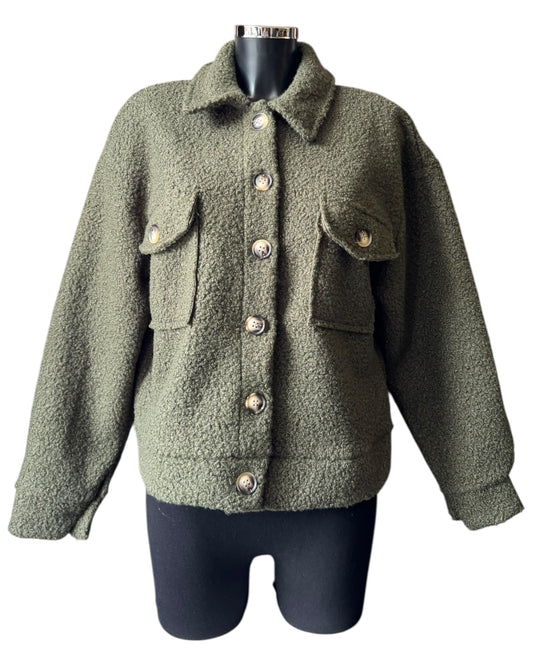 Gina boucle bomber jacket - Khaki
